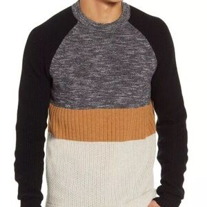 BLDWN Men's Rene Slim Merino Wool & Cashmere Blend Colorblock Sweater Size L